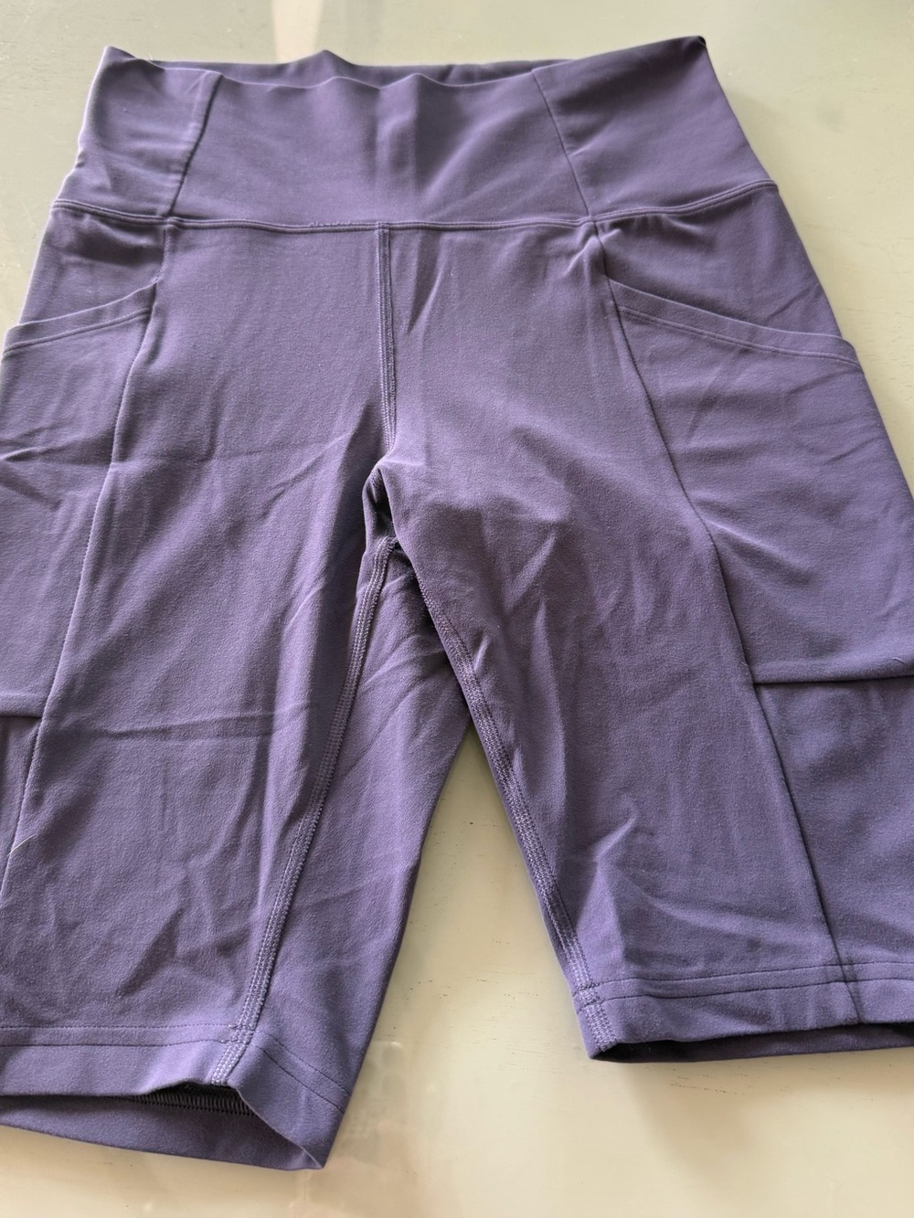 REI Purple High-Rise Athletic Bike Shorts with Side Pockets